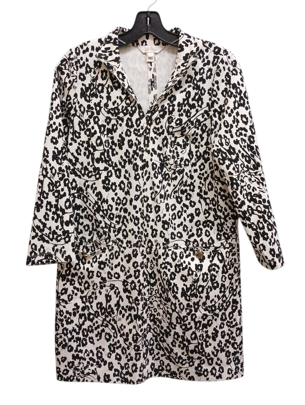 Lilly Pulitzer Rosie Dress Coconut Let's Pawty Print Black White Size Small